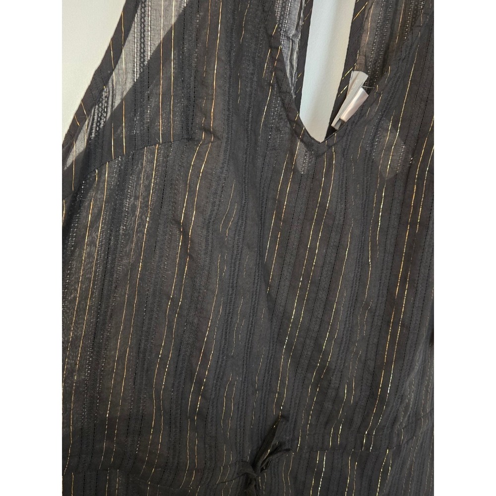 La Blanca Black Gold Stripe Halter Wide Leg Resort Jumpsuit Cover Up NWT - Picture 12 of 13
